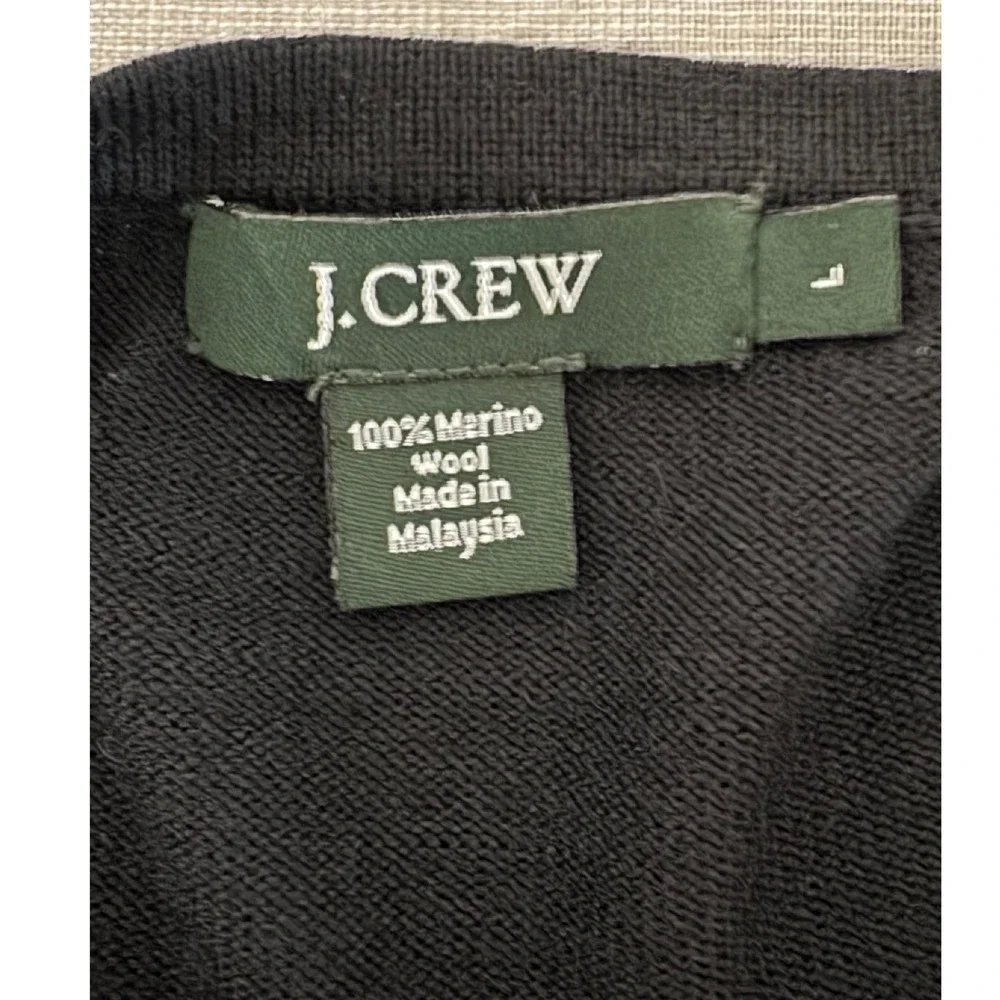 Vintage J. Crew‎ V-Neck Merino Wool Sweater Mens Large Black